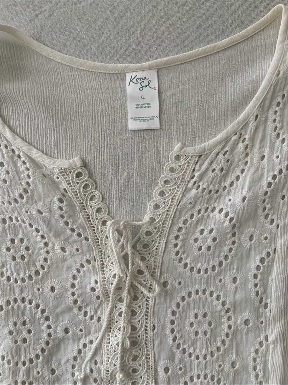 Kona Sol Almost White Lace-Front Swim Coverup